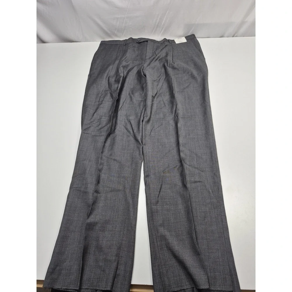 Alta Moda Italia Suit Mens 52 Gray Check Wool Super 120s 2 Piece 47x36 Italy NWT